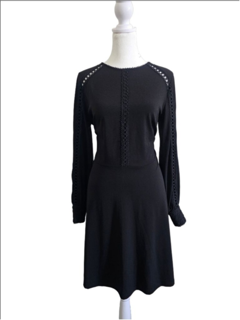 H&M Black Long Sleeves Fit Flare Dress Size M